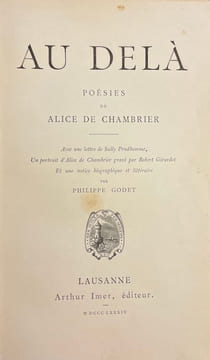 Au delà.. CHAMBRIER (Alice de)