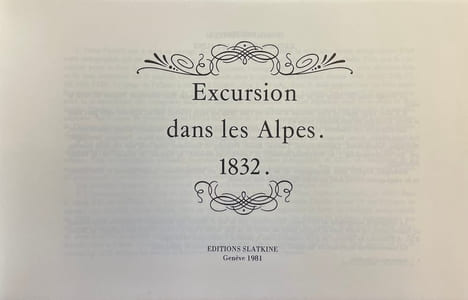 Excursion dans les Alpes (1832).