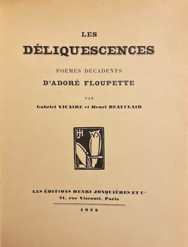 Les déliquescences d'Adoré Floupette. Poèmes décadents.. VICAIRE (Gabriel) & BEAUCLAIR (Henri)
