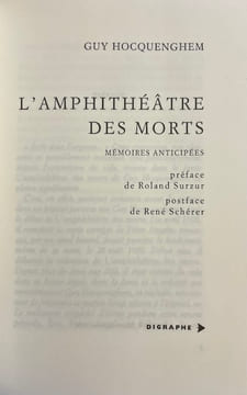 L'amphithéâtre des morts. Mémoires anticipées.. HOCQUENGHEM (Guy)