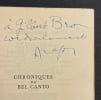 Chroniques du Bel Canto.. ARAGON (Louis)