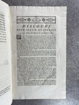 BIBLIOTHEQUE ORIENTALE, OU DICTIONNAIRE UNIVERSEL, CONTENANT GENERALEMENT TOUT CE QUI REGARDE LA CONNOISSANCE DES PEUPLES DE L’ORIENT; LEURS HISTOIRES ...