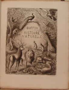 HISTOIRE NATURELLE. LES EAUX-FORTES QUI ORNENT CE LIVRE ONT ETE INVENTEES PAR LE PEINTRE-GRAVEUR D. GALANIS. LA TYPOGRAPHIE EST DE PHILIPPE GONIN QUI EN A ACHEVE L'IMPRESSION SUR SES PRESSES EN AVRIL MIL NEUF CENT TRENTE NEUF, DANS SON ATELIER, 15, RUE DE LILLE,