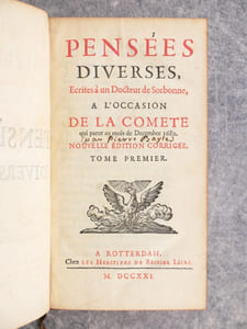 PENSEES DIVERSES, ECRITES A UN DOCTEUR DE SORBONNE, A L’OCCASION DE LA COMETE QUI PARUT AU MOIS DE DECEMBRE 1680. NOUVELLE EDITION CORRIGEE. 