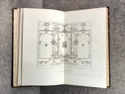 HERCULANUM ET POMPEI. RECUEIL GENERAL DES PEINTURES, BRONZES, MOSAIQUES, ETC. DECOUVERTS JUSQU’A CE JOUR, ET REPRODUITS D’APRES LE ANTICHITA DI ERCOLANO, IL MUSEI BORBONICO ET TOUS LES OUVRAGES ANALOGUES. AUGMENTE DE SUJETS INEDITS GRAVES AU TRAIT SUR CUIVRE PAR H. ROUX AINE, ET ACOMPAGNE D’UN TEXTE EXPLICATIF PAR M. L. BARRE. 