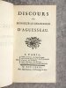 DISCOURS. . AGUESSEAU. (CHANCELIER HENRI-FRANCOIS D'. 1668-1751).