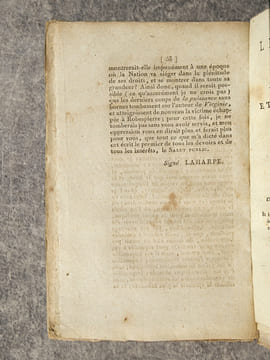 LE SALUT PUBLIC, OU LA VERITE DITE A LA CONVENTION. PAR UN HOMME LIBRE. . LA HARPE. (FREDERIC-CESAR. 1754-1838).