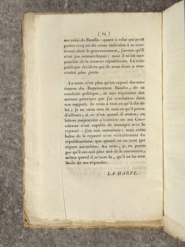 LE SALUT PUBLIC, OU LA VERITE DITE A LA CONVENTION. PAR UN HOMME LIBRE. . LA HARPE. (FREDERIC-CESAR. 1754-1838).