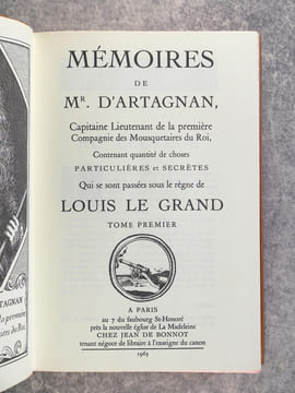 MEMOIRES DE MR D'ARTAGNAN, CAPITAINE LIEUTENANT DE LA PREMIERE COMPAGNIE DES MOUSQUETAIRES DU ROI, CONTENANT QUANTITE DE CHOSES PARTICULIERES ET ...