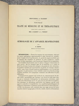 SEMIOLOGIE DE L'APPAREIL RESPIRATOIRE, PAR H. BARTH, MEDECIN DE L'HOPITAL NECKER. AVEC 98 FIGURES INTERCALEES DANS LE TEXTE. . BARTH H.