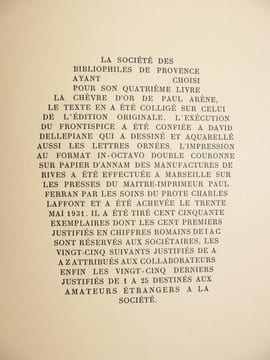 LA CHEVRE D'OR. FRONTISPICE ET LETTRES ORNEES DE DAVID DELLEPIANE. . ARENE PAUL. (1843-1896).