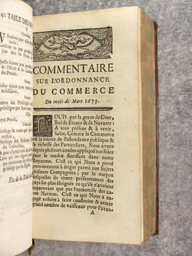 NOUVEAU COMMENTAIRE SUR L'ORDONNANCE DU COMMERCE DU MOIS DE MARS 1673. PAR M * * * CONSEILLER AU PRESIDIAL D'ORLEANS. NOUVELLE EDITION, CORRIGEE & ...
