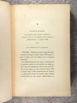 NOTES ET DOCUMENTS SUR LES ARCHIVES DES HOSPICES ET SUR LES RESULTATS COMPARES DE L’ASSISTANCE HOSPITALIERE A NARBONNE ET DANS UNE PARTIE DE L’EUROPE. ...