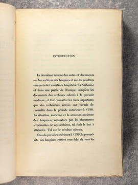 NOTES ET DOCUMENTS SUR LES ARCHIVES DES HOSPICES ET SUR LES RESULTATS COMPARES DE L’ASSISTANCE HOSPITALIERE A NARBONNE ET DANS UNE PARTIE DE L’EUROPE. ...
