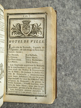 ALMANACH HISTORIQUE DE LA PROVINCE DE LANGUEDOC, NOUVELLE EDITION, ENRICHIE DE VIGNETTES ANALOGUES A CHAQUE CORPS. POUR L’ANNEE BISSEXTILE ...