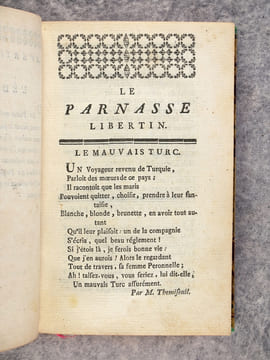 LE PARNASSE LIBERTIN OU RECUEIL DE POESIES LIBRES. . undefined