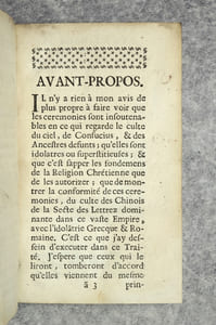 CONFORMITE DES CEREMONIES CHINOISES AVEC L’IDOLATRIE GRECQUE ET ROMAINE. POUR SERVIR DE CONFIRMATION A L’APOLOGIE DES DOMINICAINS MISSIONNAIRES DE LA CHINE. PAR UN RELIGIEUX DOCTEUR & PROFESSEUR EN THEOLOGIE.