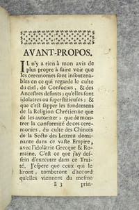 CONFORMITE DES CEREMONIES CHINOISES AVEC L’IDOLATRIE GRECQUE ET ROMAINE. POUR SERVIR DE CONFIRMATION A L’APOLOGIE DES DOMINICAINS MISSIONNAIRES DE LA CHINE. PAR UN RELIGIEUX DOCTEUR & PROFESSEUR EN THEOLOGIE.