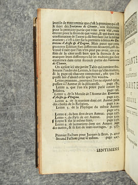 SENTIMENS DE CLEANTE SUR LES ENTRETIENS D’ARISTE ET D’EUGENE. PAR M. BARBIER D’AUCOUR, DE L’ACADEMIE FRANCOISE. QUATRIEME EDITION REVUE ET CORRIGEE, ...