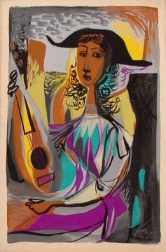 FEMME A LA GUITARE.. MOLNE. (LUIS VIDAL. 1907-1970).