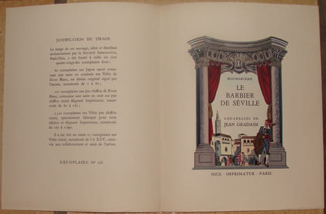 LE BARBIER DE SEVILLE. LE MARIAGE DE FIGARO. AQUARELLES DE JEAN GRADASSI. . BEAUMARCHAIS. (PIERRE AUGUSTE CARON DE. 1732-1799).