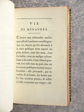 CARACTERES DE THEOPHRASTE, ET PENSSES MORALES DE MENANDRE. TRADUITS PAR M. LEVESQUE. (DE LA "COLLECTION DES MORALISTES ANCIENS, DEDIEE AU ROI").. ...