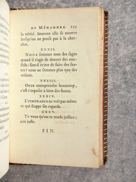 CARACTERES DE THEOPHRASTE, ET PENSSES MORALES DE MENANDRE. TRADUITS PAR M. LEVESQUE. (DE LA "COLLECTION DES MORALISTES ANCIENS, DEDIEE AU ROI").. ...
