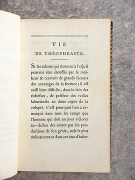 CARACTERES DE THEOPHRASTE, ET PENSSES MORALES DE MENANDRE. TRADUITS PAR M. LEVESQUE. (DE LA "COLLECTION DES MORALISTES ANCIENS, DEDIEE AU ROI").. ...