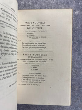 NOUVEAU RECUEIL DE FARCES FRANCAISES DES XV° ET XVI° SIECLES, PUBLIE D’APRES UN VOLUME UNIQUE APPARTENANT A LA BIBLIOTHEQUE ROYALE DE COPENHAGUE, PAR ...