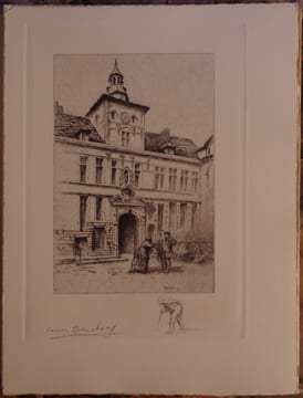 AU PAYS DES MAISONS-DIEU. TROIS HOPITAUX LILLOIS : COMTESSE, SAINT-SAUVEUR, GANTHOIS. VINGT-TROIS EAUX-FORTES D'OMER BOUCHERY. TEXTE DE F. BEAUCAMP. . ...