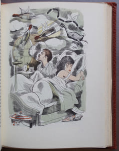 OEUVRES ILLUSTREES. - LA BELLE IMAGE. GOUACHES DE GASTON SAINTE-CROIX. - LE BOEUF CLANDESTIN. AQUARELLES DE MAURICE LEROY. - LA JUMENT VERTE. ILLUSTRATIONS GRAVEES PAR ANDRE COLLOT. - LE PASSE-MURAILLE. AQUARELLES DE A. D. STEINLEN. - LE VIN DE PARIS. ILLUSTRATIONS GRAVEES PAR GASTON BARRET. - LA VOUIVRE. AQUARELLES DE JACQUES THEVENET.