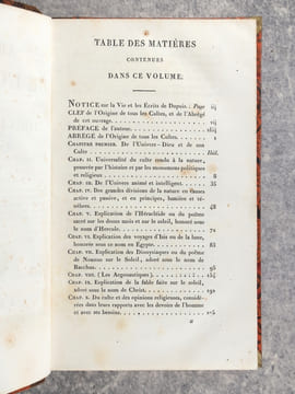 ABREGE DE L’ORIGINE DE TOUS LES CULTES PAR DUPUIS, MEMBRE DE L’INSTITUT NATIONAL. NOUVELLE EDITION, ORNEE D’UN PORTRAIT DE L’AUTEUR, ET AUGMENTEE,1°. ...