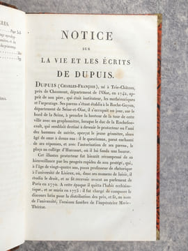 ABREGE DE L’ORIGINE DE TOUS LES CULTES PAR DUPUIS, MEMBRE DE L’INSTITUT NATIONAL. NOUVELLE EDITION, ORNEE D’UN PORTRAIT DE L’AUTEUR, ET AUGMENTEE,1°. ...