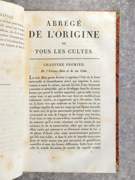 ABREGE DE L’ORIGINE DE TOUS LES CULTES PAR DUPUIS, MEMBRE DE L’INSTITUT NATIONAL. NOUVELLE EDITION, ORNEE D’UN PORTRAIT DE L’AUTEUR, ET AUGMENTEE,1°. ...