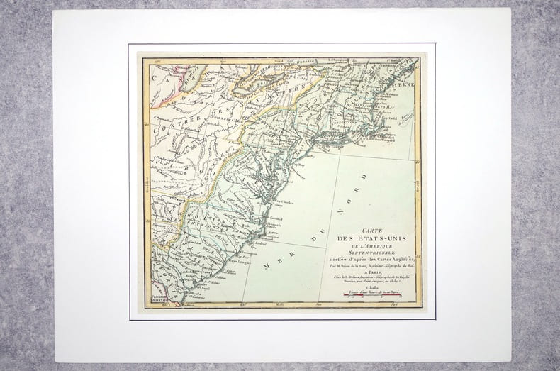 CARTE DES ETATS-UNIS DE L'AMERIQUE SEPTENTRIONALE, DRESSEE D'APRES DES CARTES ANGLAISES, PAR M. BRION DE LA TOUR, INGENIEUR-GEOGRAPHE DU ROI. . BRION ...
