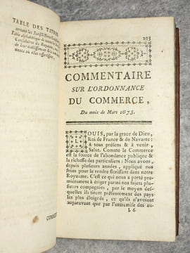 NOUVEAU COMMENTAIRE SUR LES ORDONNANCES DES MOIS D’AOUT 1669, & MARS 1673. ENSEMBLE SUR L’EDIT DU MOIS DE MARS 1673 TOUCHANT LES EPICES. PAR M*** ...