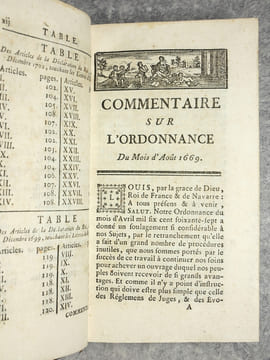 NOUVEAU COMMENTAIRE SUR LES ORDONNANCES DES MOIS D’AOUT 1669, & MARS 1673. ENSEMBLE SUR L’EDIT DU MOIS DE MARS 1673 TOUCHANT LES EPICES. PAR M*** ...