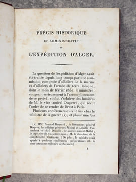 PRECIS HISTORIQUE ET ADMINISTRATIF DE LA CAMPAGNE D’AFRIQUE, PAR LE BARON DENNIE, INTENDANT EN CHEF DE L’ARMEE D’EXPEDITION. . DENNIE (BARON ...