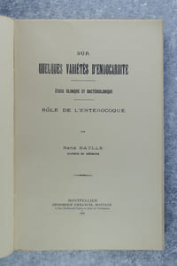 SUR QUELQUES VARIETES D'ENDOCARDITE. ETUDE CLINIQUE ET BACTERIOLOGIQUE. ROLE DE L'ENTEROCOQUE.