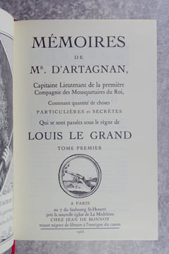 MEMOIRES DE MR D'ARTAGNAN, CAPITAINE LIEUTENANT DE LA PREMIERE COMPAGNIE DES MOUSQUETAIRES DU ROI, CONTENANT QUANTITE DE CHOSES PARTICULIERES ET ...