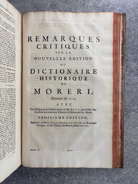 DICTIONNAIRE HISTORIQUE ET CRITIQUE, PAR MR PIERRE BAYLE. QUATRIEME EDITION, REVUE, CORRIGEE ET AUGMENTEE. AVEC LA VIE DE L'AUTEUR, PAR MR. DES ...
