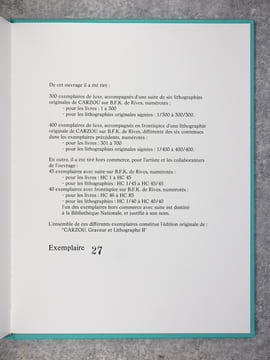 CARZOU, GRAVEUR ET LITHOGRAPHE. ENGRAVER AND LITHOGRAPHER. GRAVEUR UND LITHOGRAPH. CATALOGUE RAISONNE ET COMMENTE DE L’OEUVRE GRAVE ET LITHOGRAPHIE. ...