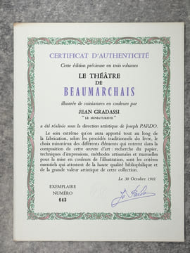 THEATRE. ILLUSTRE PAR JEAN GRADASSI «LE MINIATURISTE». . BEAUMARCHAIS. (PIERRE AUGUSTIN CARON DE. 1732-1799).