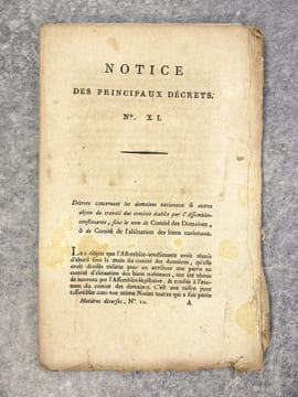 NOTICE DES PRINCIPAUX DECRETS RENDUS PAR L’ASSEMBLEE NATIONALE-CONSTITUANTE.. undefined