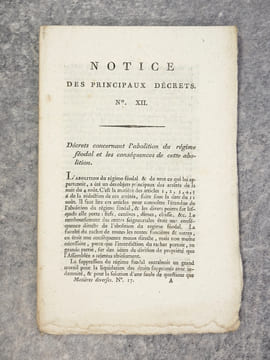 NOTICE DES PRINCIPAUX DECRETS RENDUS PAR L’ASSEMBLEE NATIONALE-CONSTITUANTE.. undefined