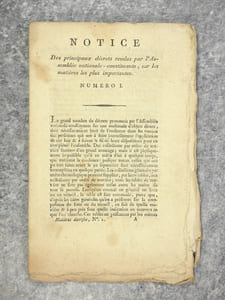 NOTICE DES PRINCIPAUX DECRETS RENDUS PAR L’ASSEMBLEE NATIONALE-CONSTITUANTE.