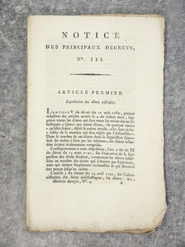 NOTICE DES PRINCIPAUX DECRETS RENDUS PAR L’ASSEMBLEE NATIONALE-CONSTITUANTE.. undefined