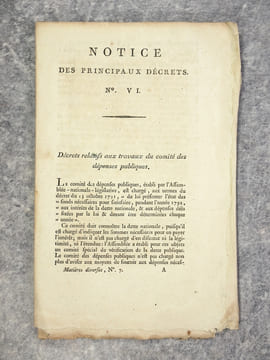 NOTICE DES PRINCIPAUX DECRETS RENDUS PAR L’ASSEMBLEE NATIONALE-CONSTITUANTE.. undefined