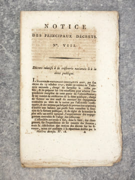 NOTICE DES PRINCIPAUX DECRETS RENDUS PAR L’ASSEMBLEE NATIONALE-CONSTITUANTE.. undefined