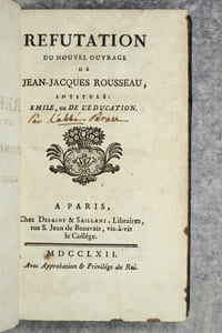 REFUTATION DU NOUVEL OUVRAGE DE JEAN-JACQUES ROUSSEAU, Intitulé : Emile, ou de l'Education.